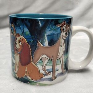 Disney Lady and the Tramp Ceramic Coffee Mug Lady Tramp Hyena Blue Interior